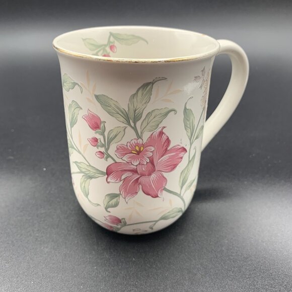 Otagiri Japan Prima Ceramic Pink Green Spring Floral Coffee Mug - Picture 1 of 7